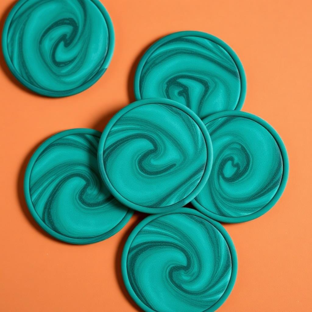 Marble Teal Coaster Set